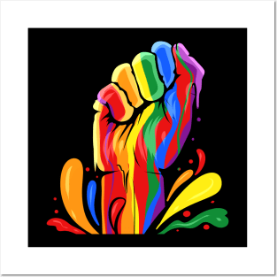 Raise Your Fist Rainbow Color LGBTQ Pride Month Posters and Art